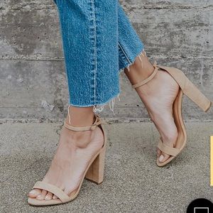 Taylor Natural Suede Ankle Strap Heels